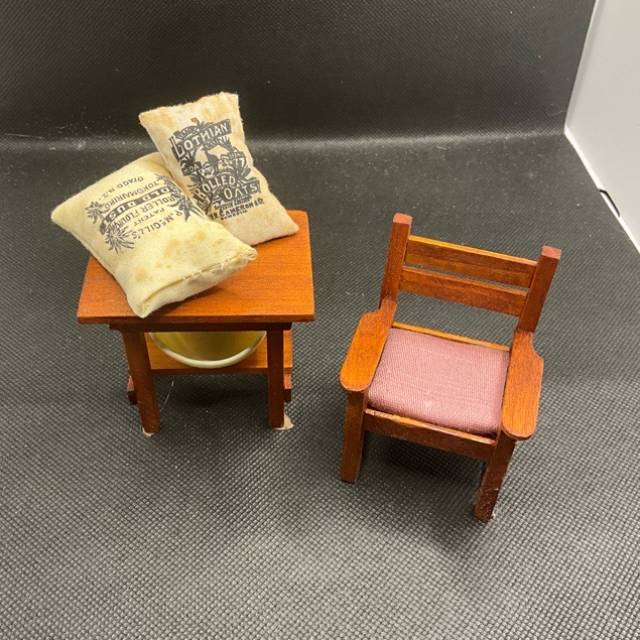 Dolls House Chair and table with 2 bags of f...